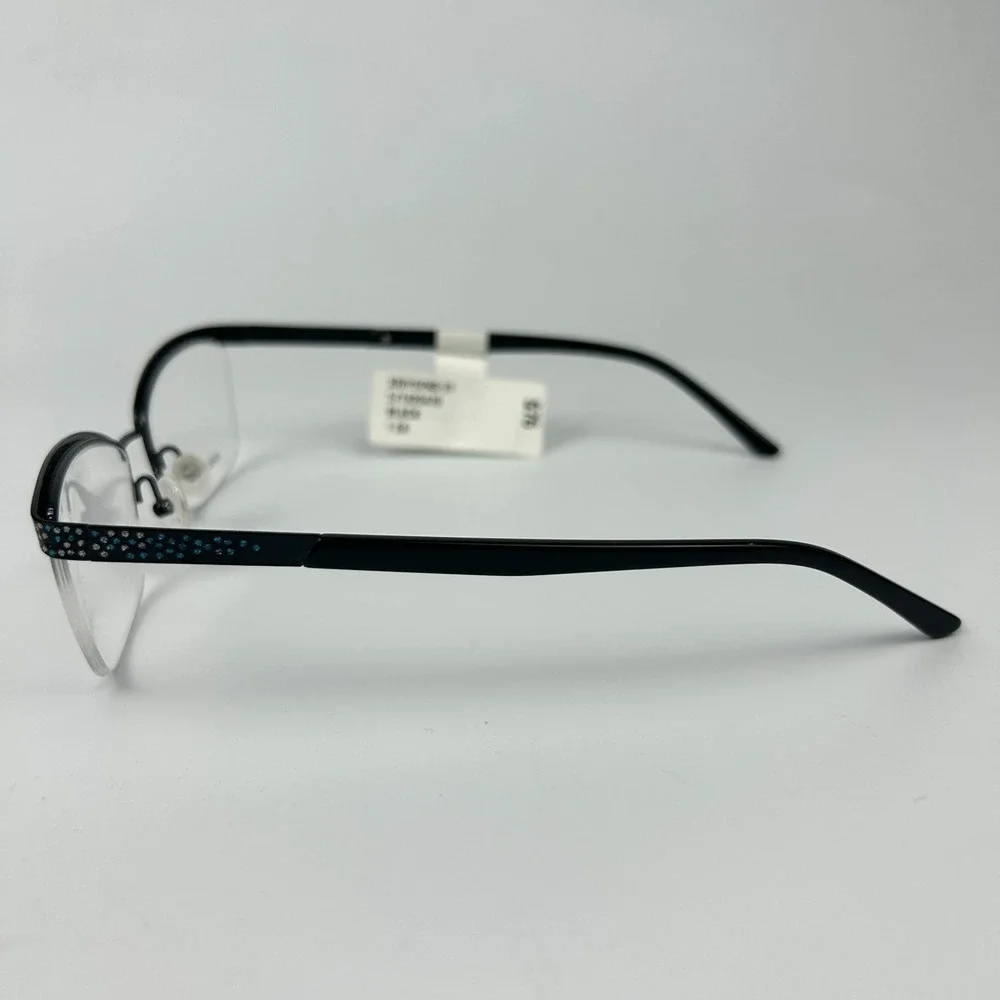 Walmart Womens XRIY02NS Eyeglasses Frame Black Glitter Epoxies Half Rim 140